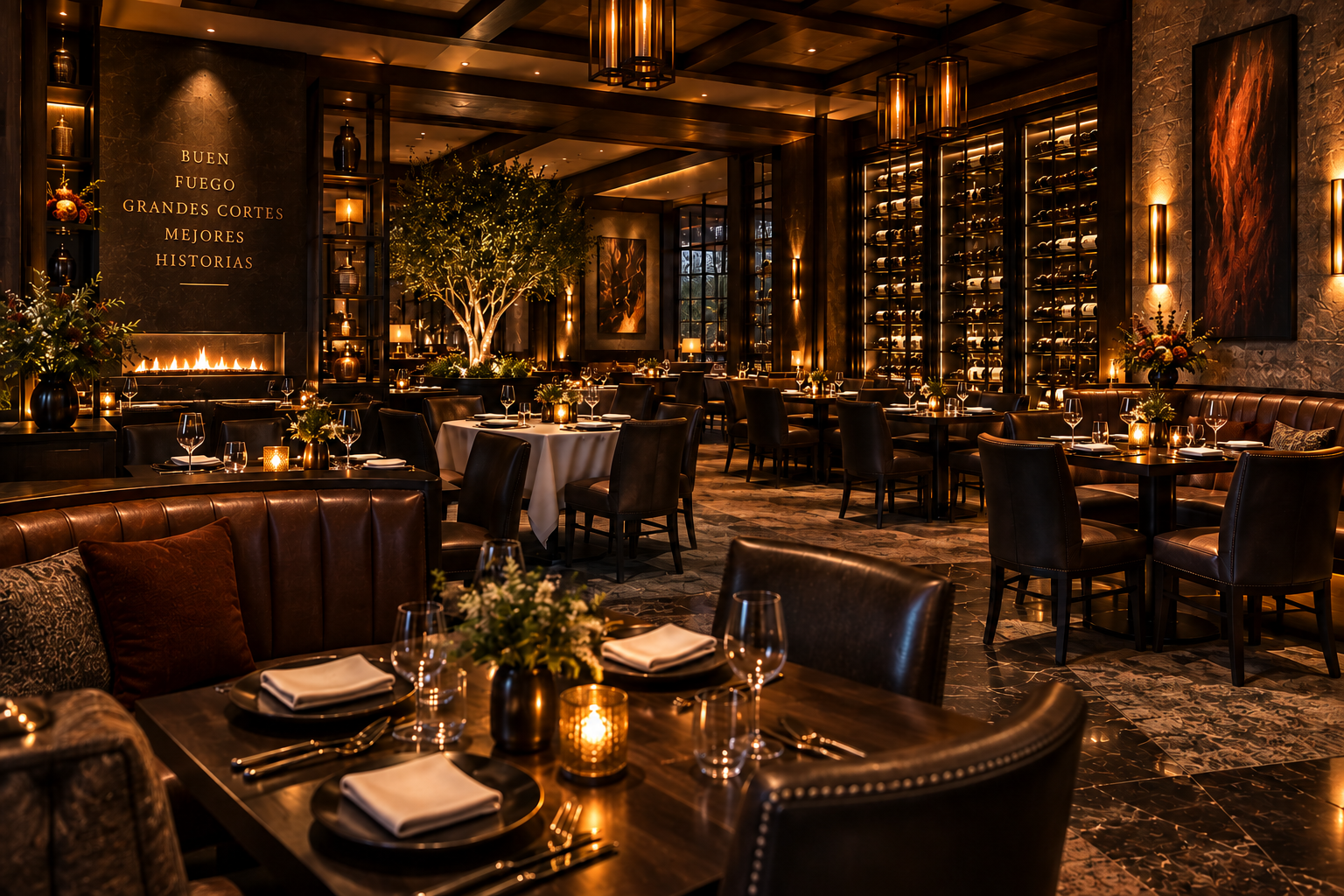Wide view of the main dining room