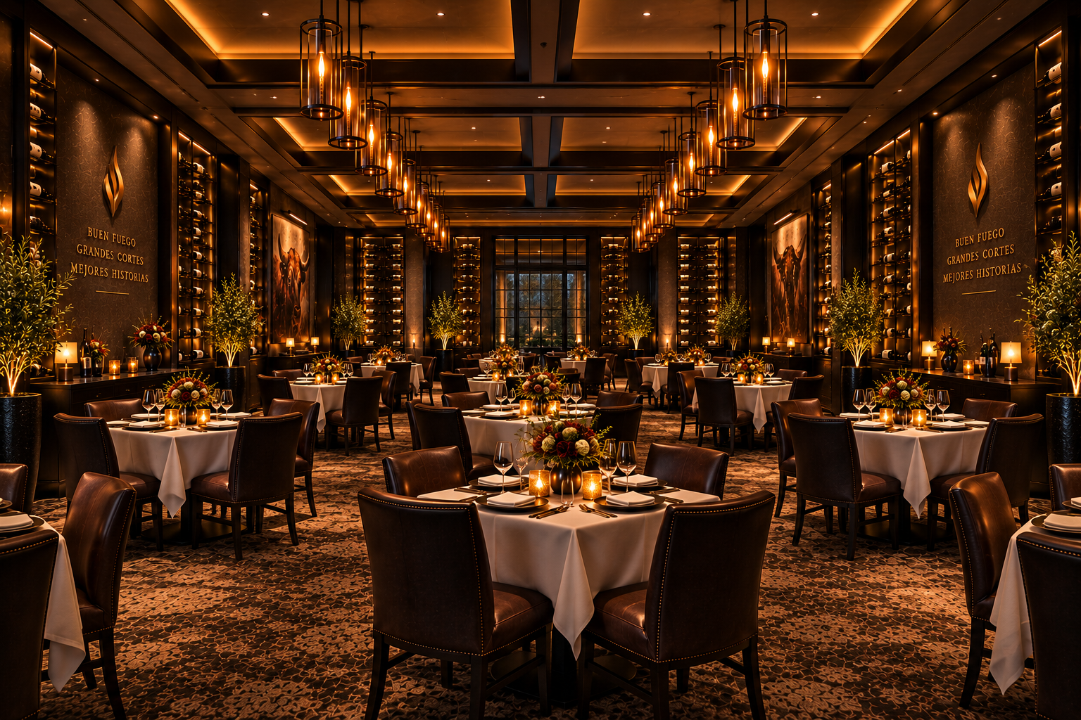 Combined private dining rooms configured as one large event space