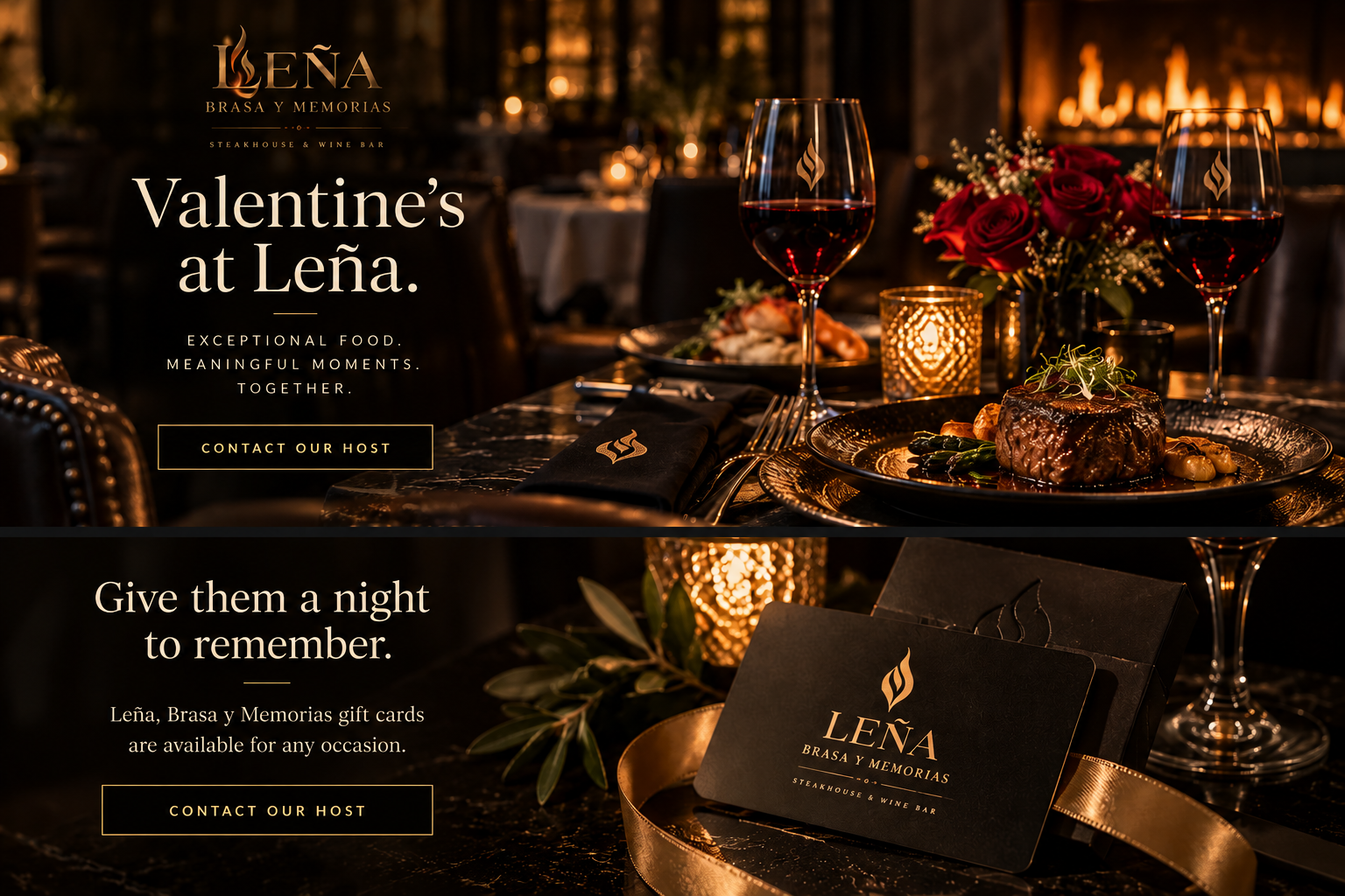 Valentine's dining and gift card promotions at Leña, Brasa y Memorias